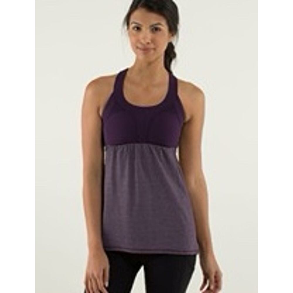 Lululemon 2-In-Run Tank Heathered Deep Zinfandel Shelf Bra Size 10